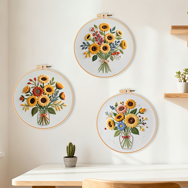 Sunflower Patterns Embroidery Kits for Beginners