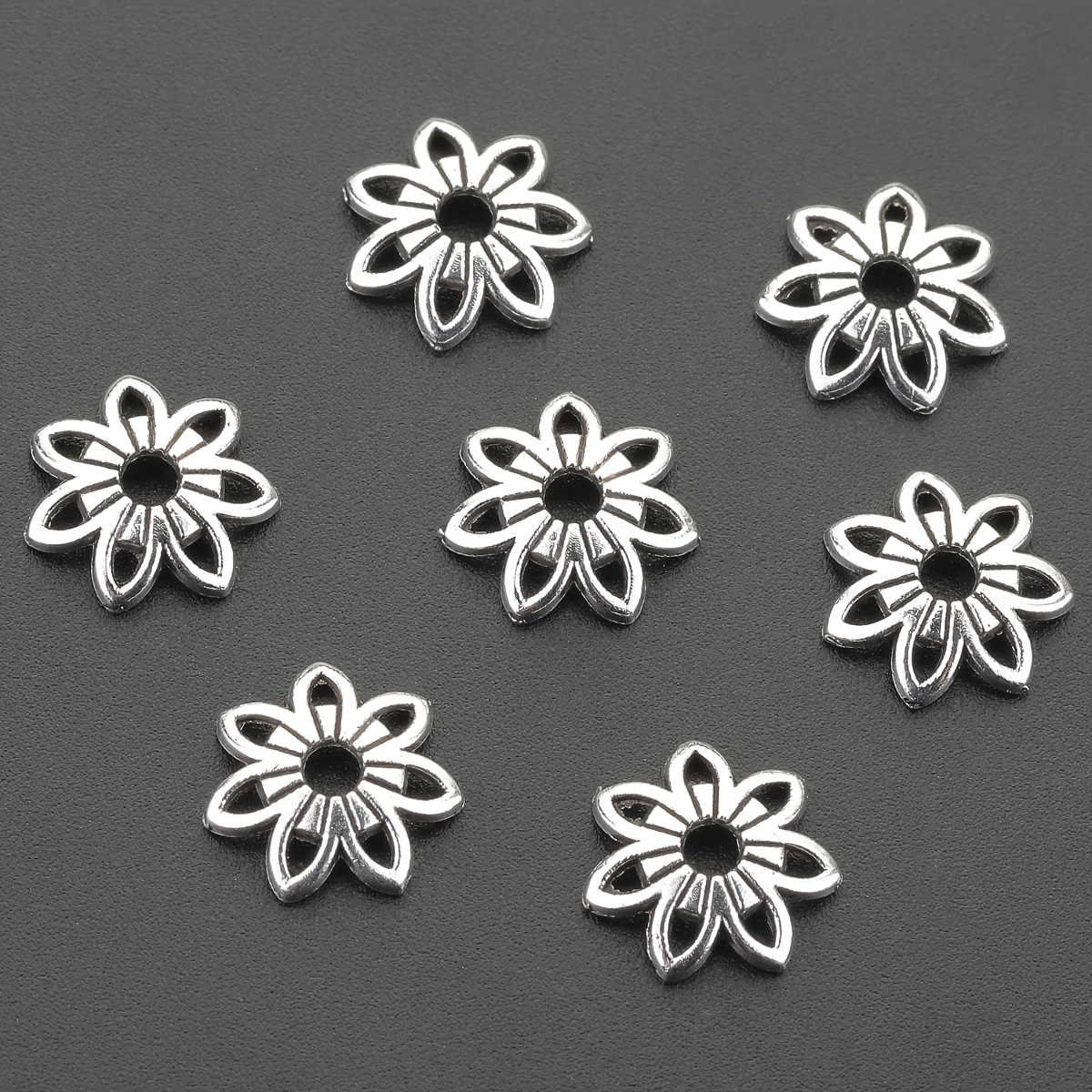 TEMU 50pcs Hollow -petal Flower Bails, Vintage Distressed Flower Spacer Beads, Clover Bead Caps, Flower-shaped Bead End Caps, End Caps, Bead Tassel