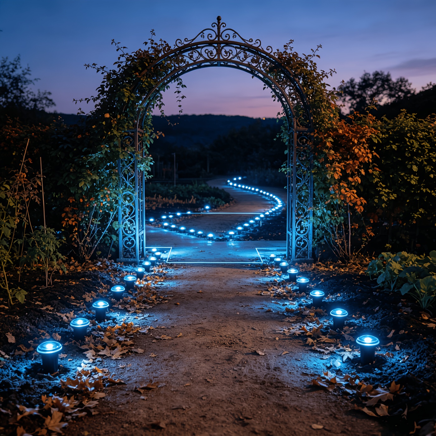 TEMU 30pcs Solar Led Ground Pathway Lights, Ip54 Recessed Garden Lights, Blue And Warm White, Outdoor Decor For Christmas Halloween, Lawn, Patio,