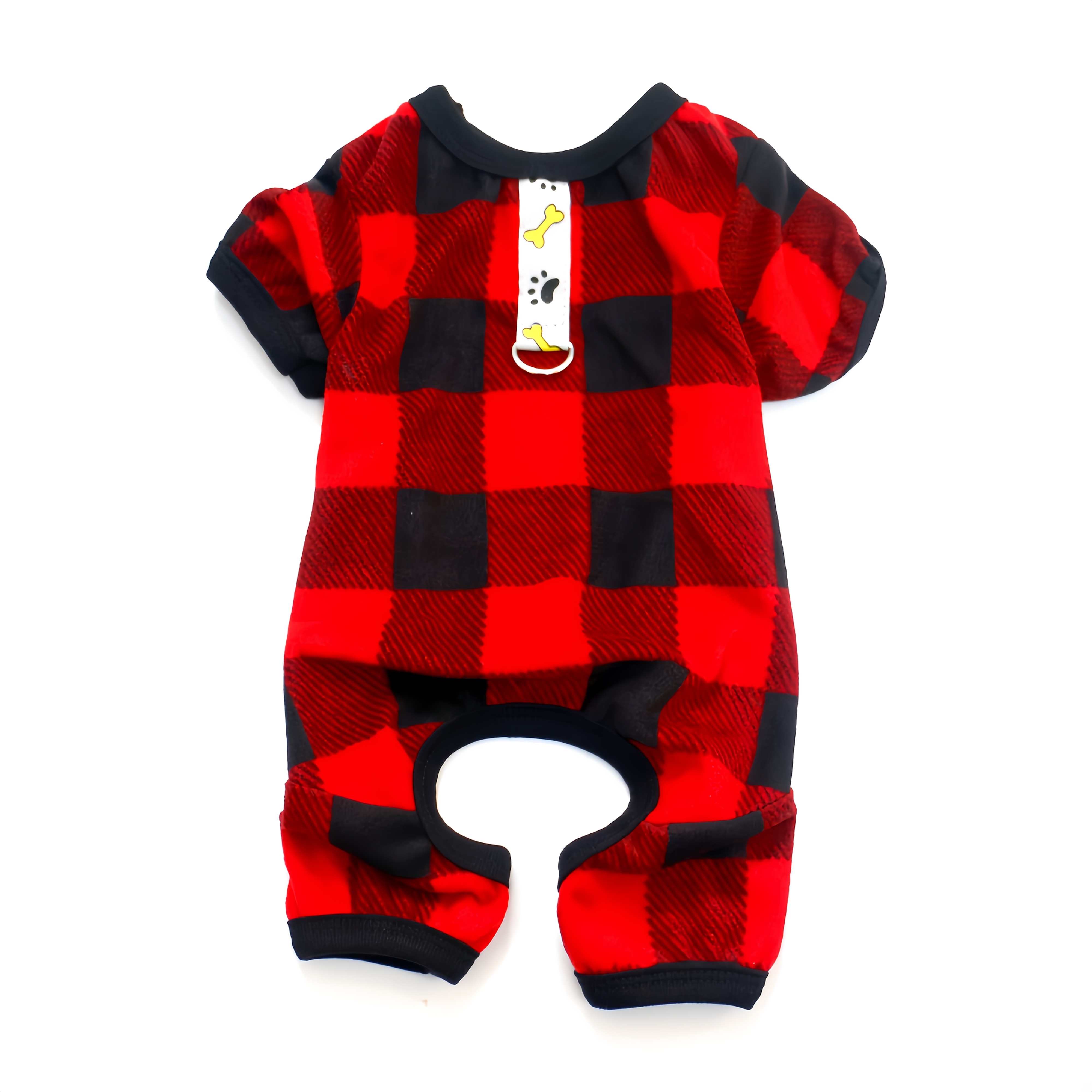 TEMU 1pc Red Contrast And Dog Pet Bodysuit, Comfortable, Breathable, And Stylish Four-legged Apparel For Small Dogs