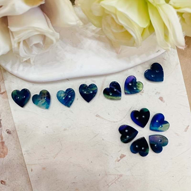 10pcs 11mm Heart-shaped Resin Buttons With Dual Holes, Assorted - Decorative Sewing Accessories For Diy Crafts, Shirts & Home Apparel