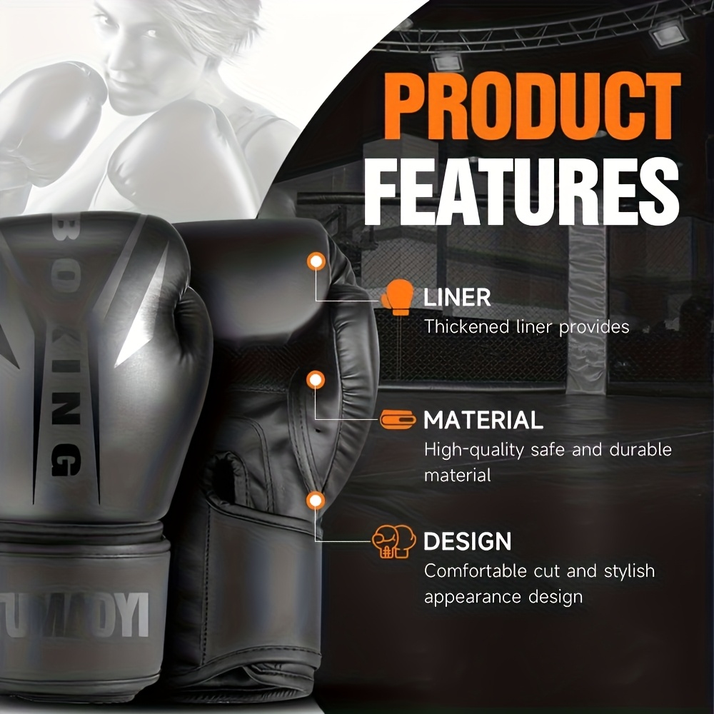 Multiple Sizes (10oz-16oz) Faux Leather, Professional Adult Boxing Gloves for Men and Women, Durable Adjustable Strap Closure, Ideal for Boxing and Gym Use