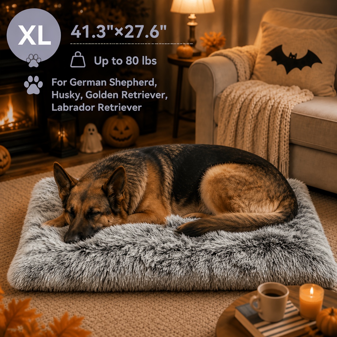 TEMU Soft And Warm Pet Bed For Sleep And Anxiety Relief, Fluffy Dog Crate Bed With Plush , Washable And Non-slip Pet Cat And Dog Bed Suitable For