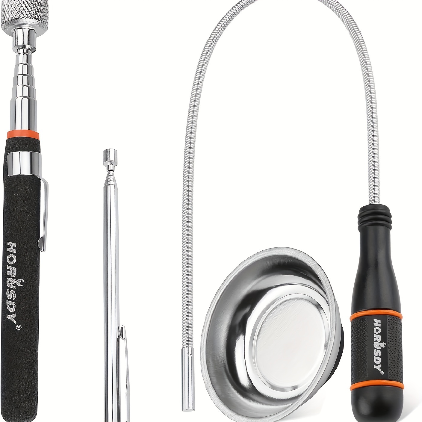 TEMU 4pcs Telescoping Magnetic Pickup Tool - Extendable Magnetic Pick Up Tools, Industrial Hand Tool Set, Flexible Spring Magnet Stick With Magnetic