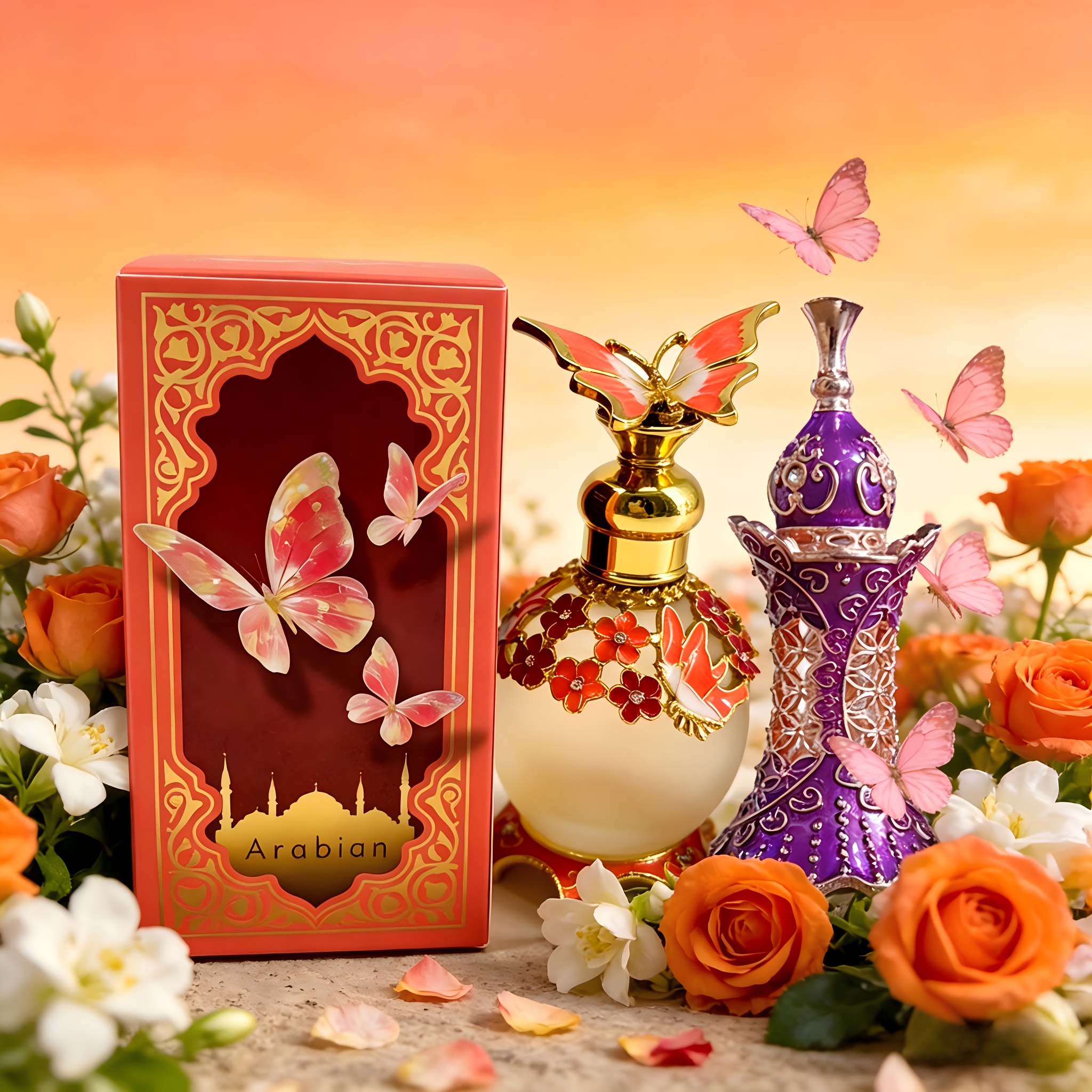 Image of [arabic Essential Oil Set, 2pcs Set] As Orange Fruity Gourmet 15ml + Violet Dropper Middle Eastern Fragrance 5ml | Orange: Blackcurrant Pear Jasmine; Violet: Rose Cedar (creative Gift For Lovers
