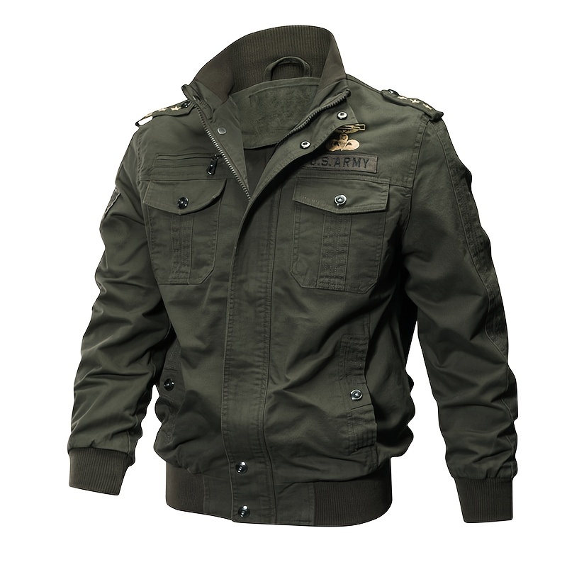 Stand Collar Coat With Straps Guanzizai Men's Military Jacket