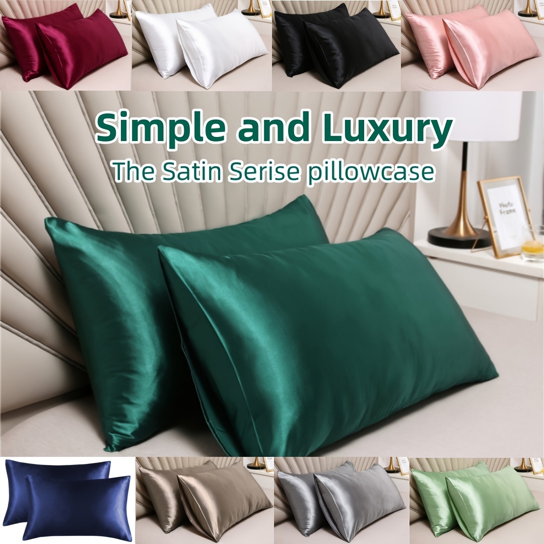 

2pcs Luxurious Satin Pillowcase Set (no Core), Smooth Soft Polyester Bedding, Bedroom Decor, Skin-friendly Pillow Covers