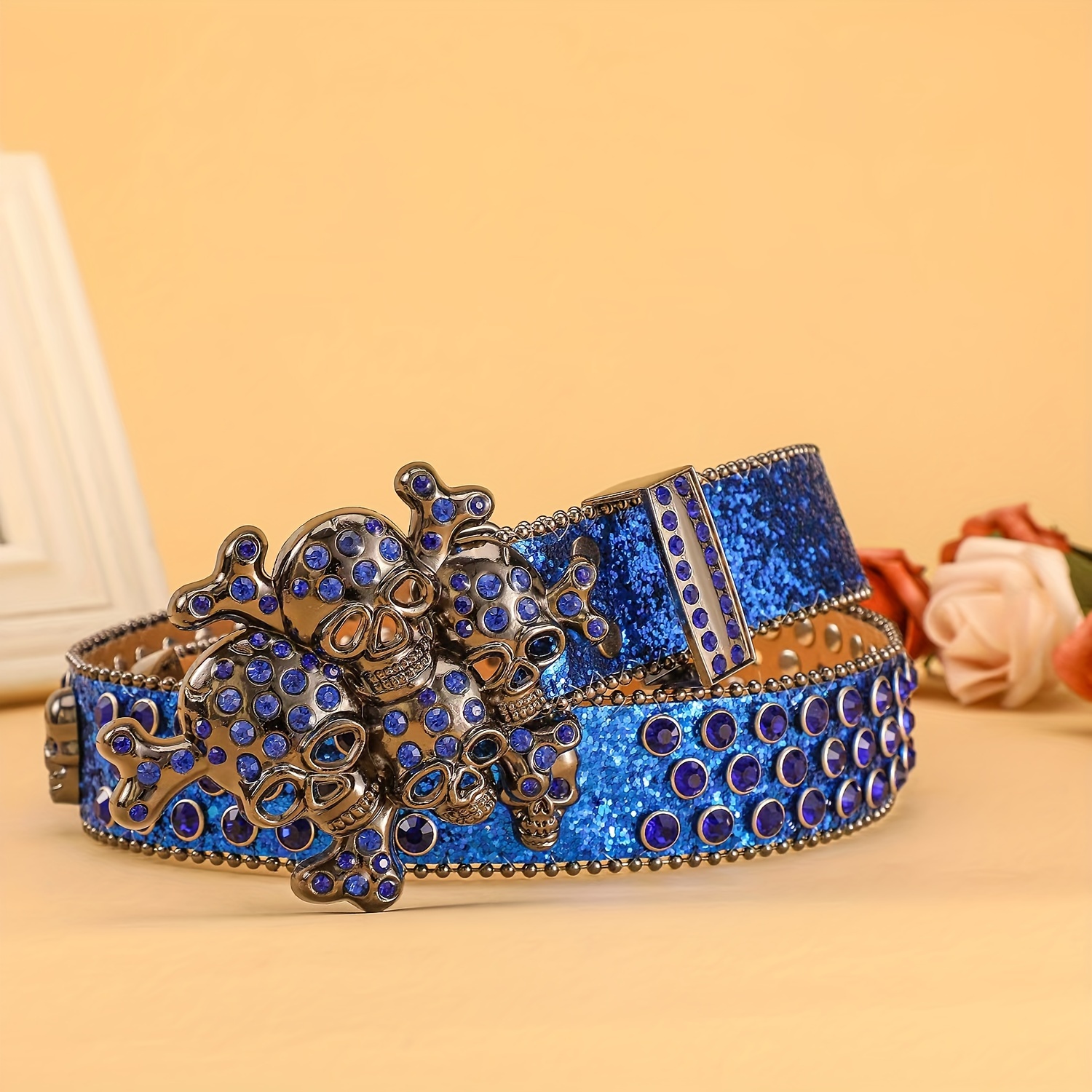 1pc dark punk skull head inlaid belt - Temu display picture 2