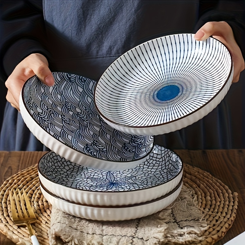 conjunto platos cerámicos pulgadas en diferentes colores