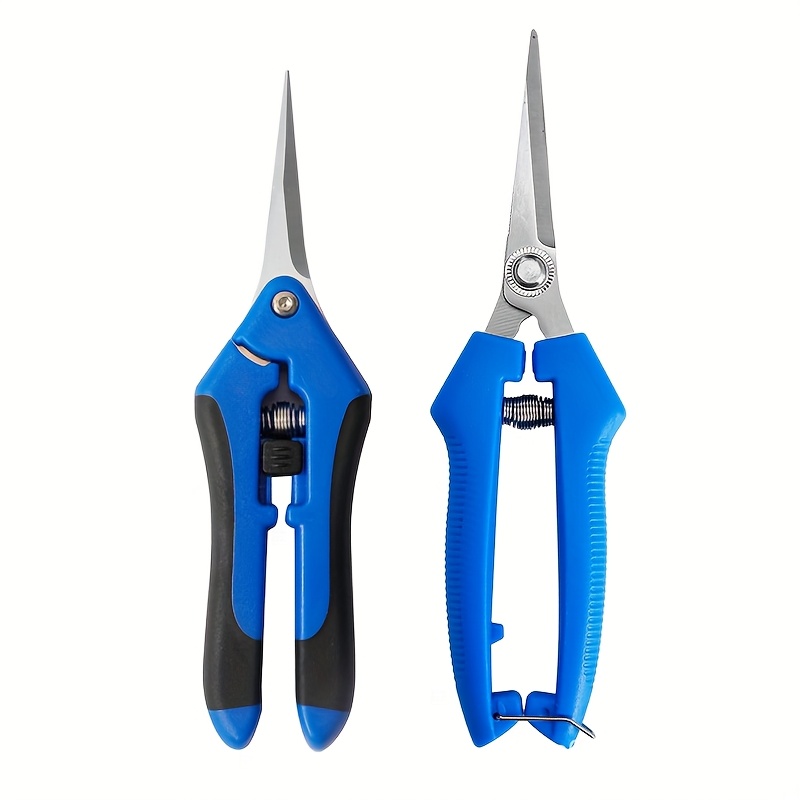 TEMU 2pcs Professional Pruning Shears - Stainless Steel Multifunctional Gardening Scissors, Suitable For , Bonsai And Weed Control, With Comfortable