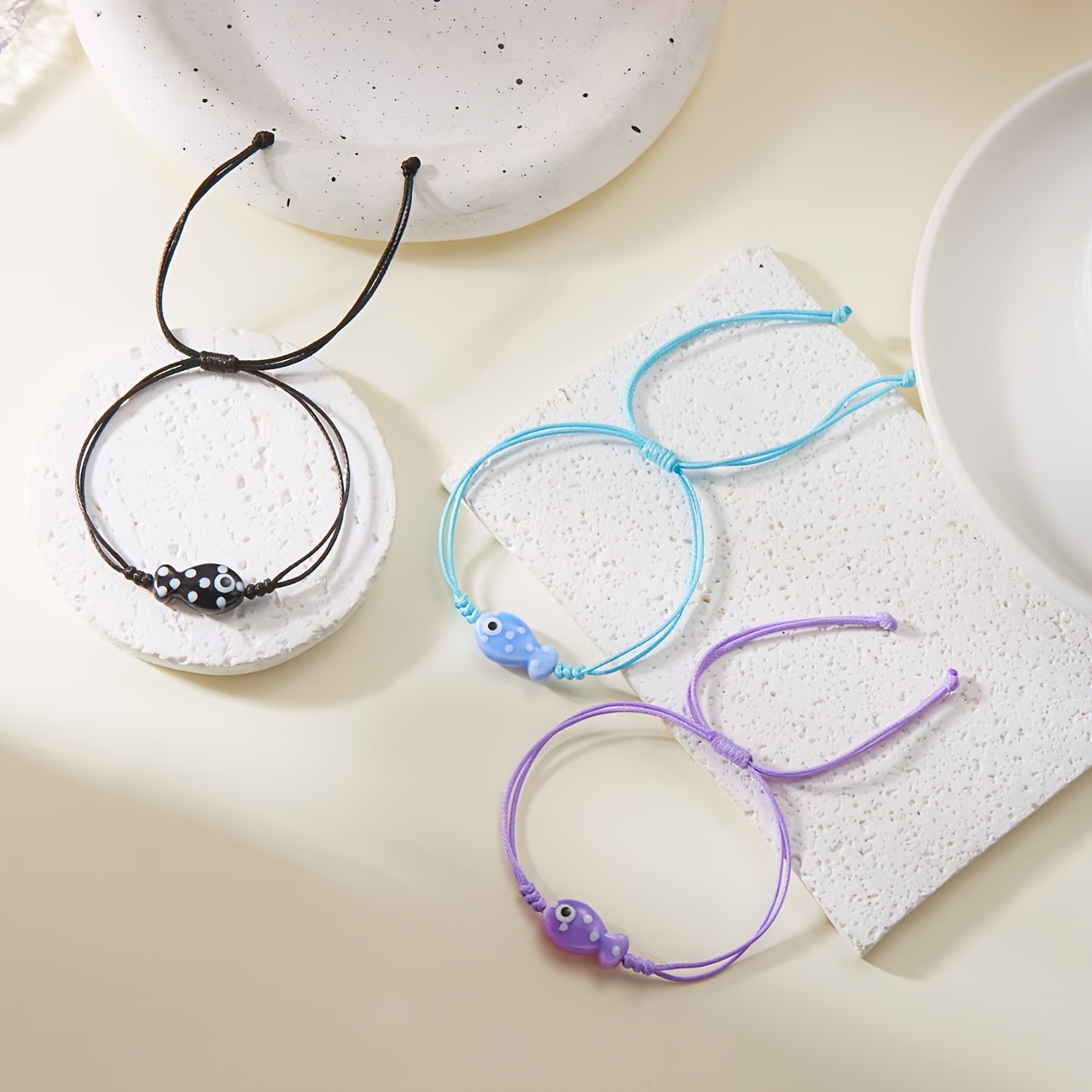 Adjustable Ceramic Fish Bracelet Hand Woven Wristband