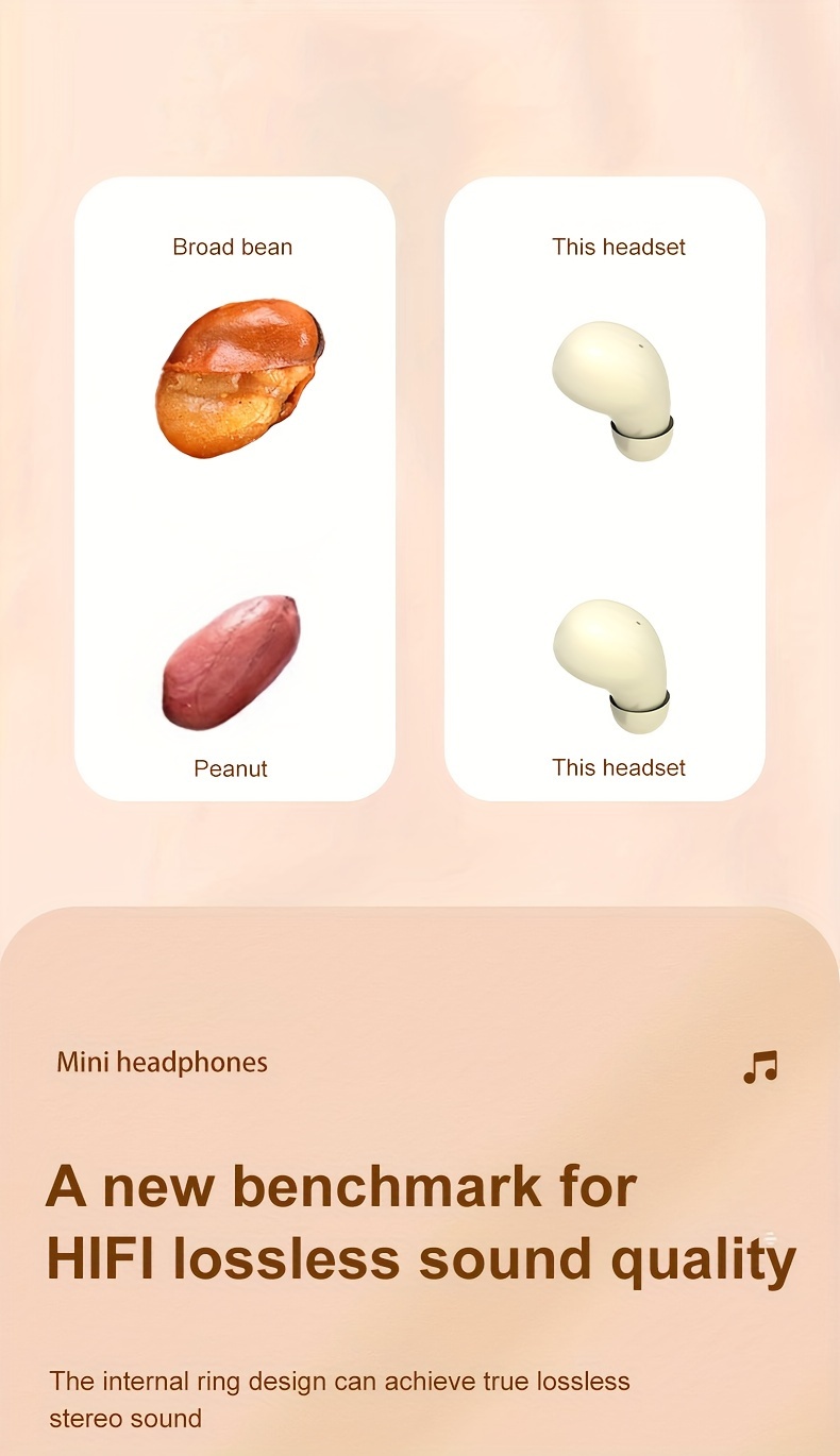 Invisible Sleeping Headphones - Ultra Small Mini In Ear Sports 6.0 Bluetooth Wireless Earphones, 6D Bass Sound Effect HIFI Music Earbuds, Low Latency, Dual Noise Reduction, And Sleep/Game Mode, Surprise Gifts for Couples, Students, And Adults