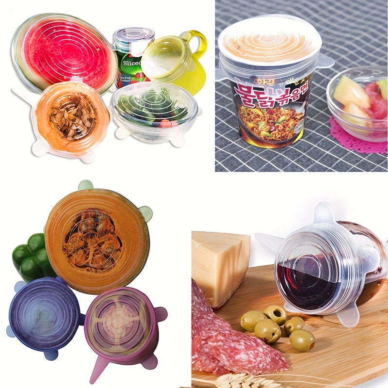 6pcs set reusable silicone food covers square stretchable dishwasher safe lids for bowls plates containers fruits vegetables fresh silicone food storage details 7