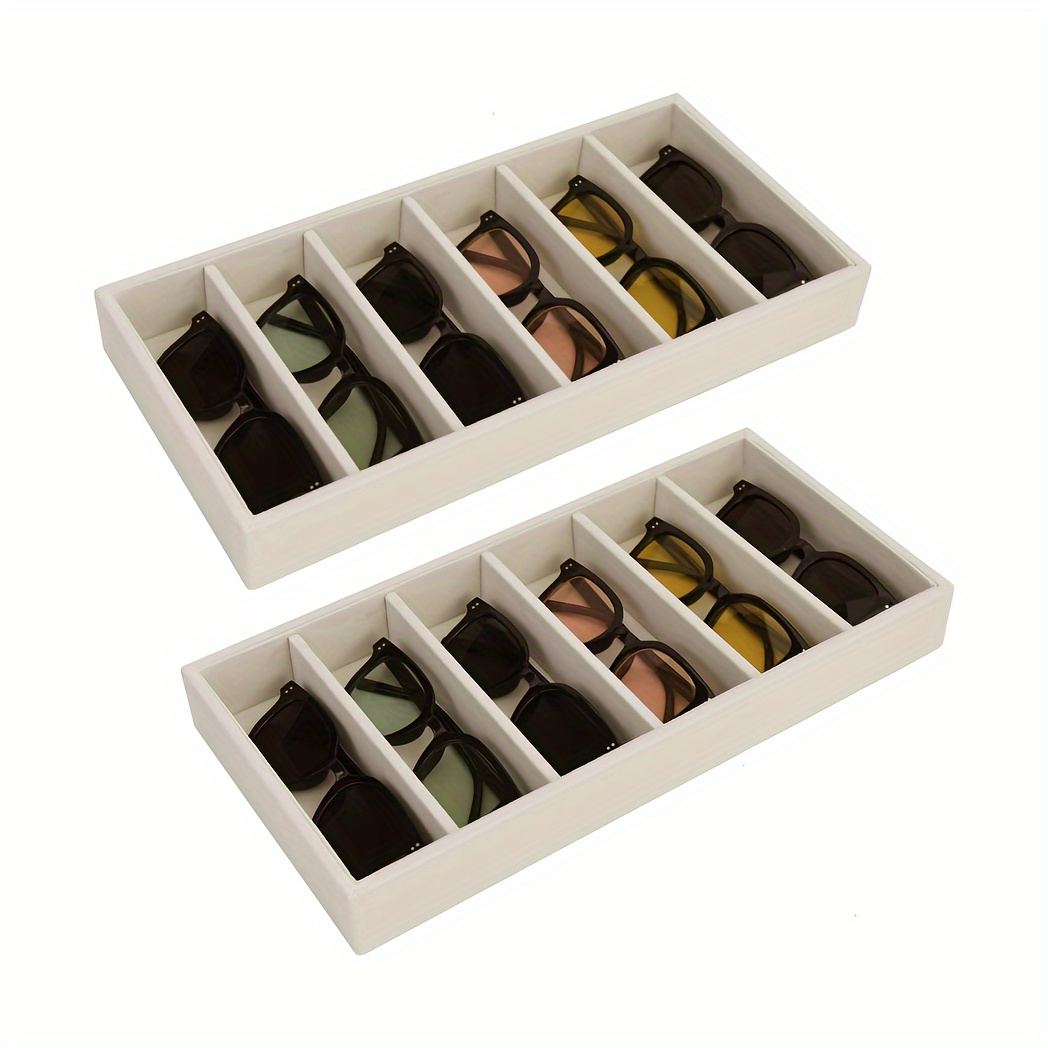 

1pc 5/6-slot Glasses Storage Tray, Jewelry Accessory Storage Tray, Glasses Display Plate, Home Organization Drawer Closet Divider