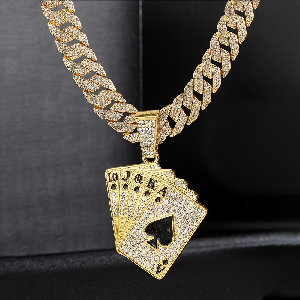 Unique Hip-hop Playing Card Pendant Cuban Chain