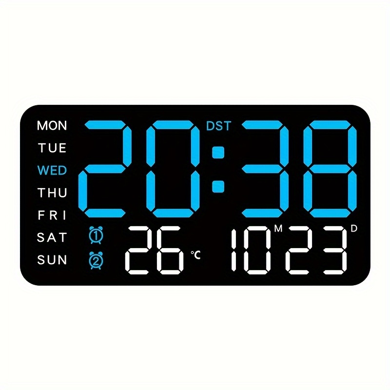 TEMU Voice Clock Usb Powered Led Digital Clocks Temp Date Week Display 12/24h Dst Adjustment 2-alarms Clocks