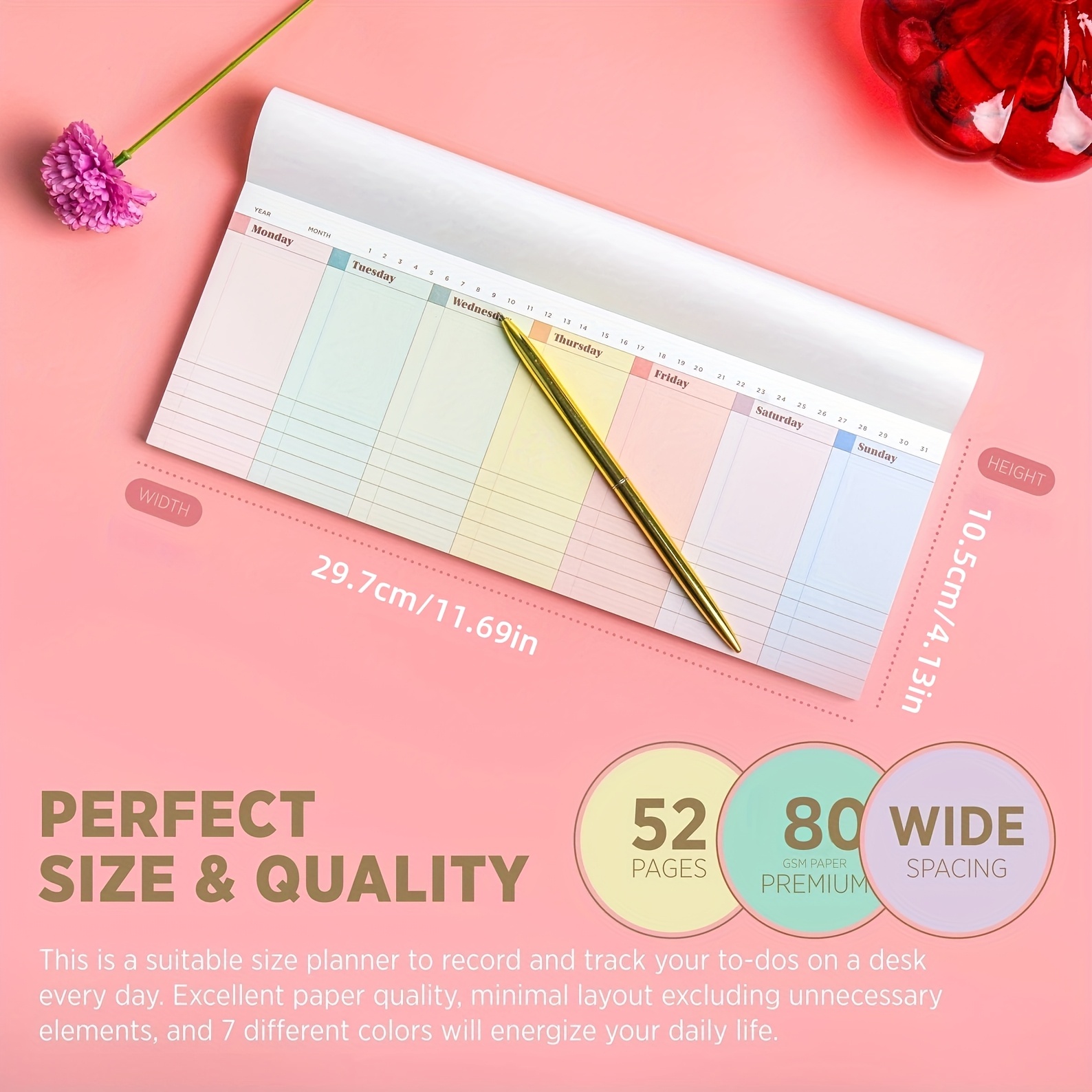 TEMU 1pc Color Weekly Planner / / 365 Days Notebook For Self-planners, Planners, Self-managers, And Personal Organizers