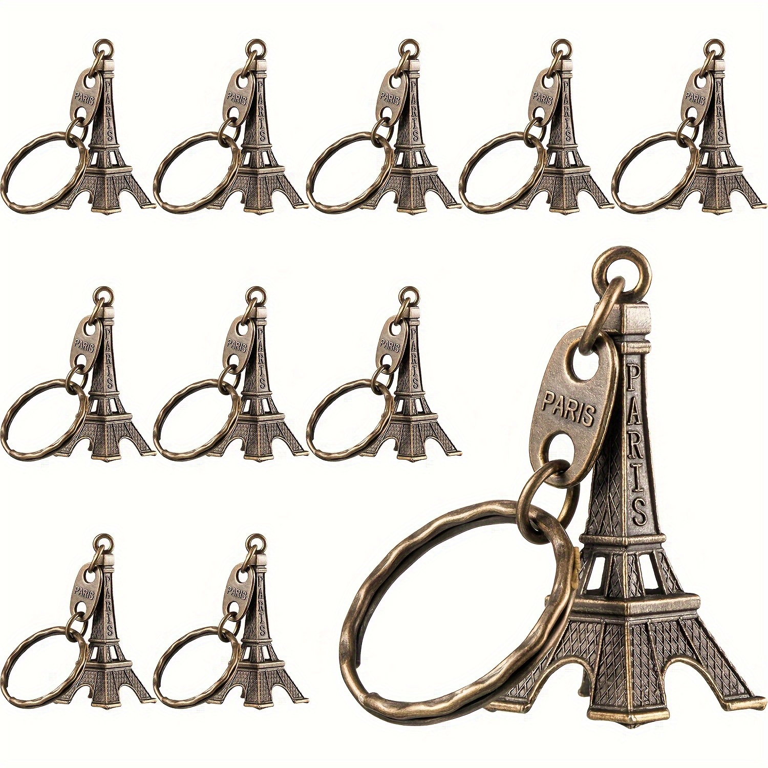 item picture 10pcs vintage   keychains retro bronze metal alloy parisian style french souvenirs durable travel bag charms college style