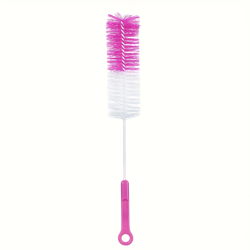 TEMU 1pc Brosse à manche long multifonctionnelle avec manche bleu et poils blancs - Outil de nettoyage en plastique durable pour tasses, bouteilles,
