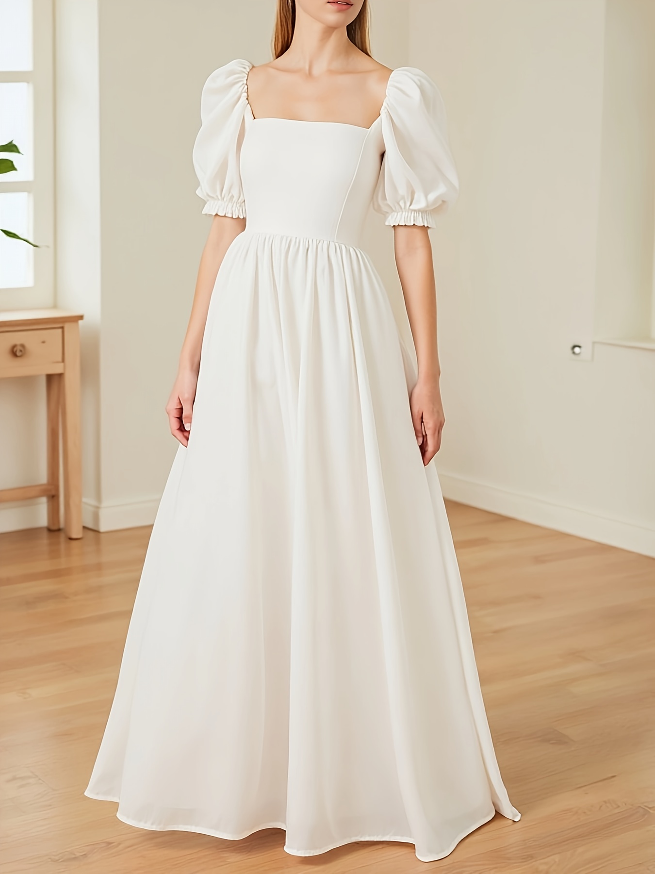 white puff sleeve dress sold on Temu United States
