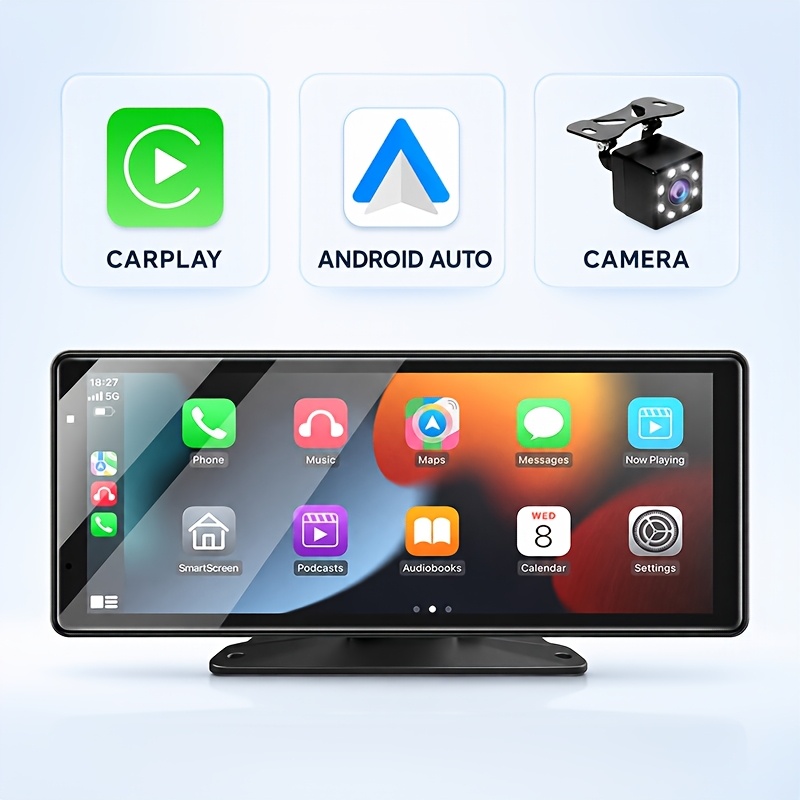 Image of Venbes 9 Inch Portable Display Screen, Bluetooth Touch Screen, Supports Carplay & Auto, Screen Mirroring, Aux/usb/tf, Fm