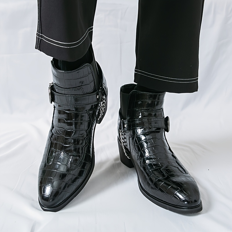 mens gradient patent print business chelsea boots side  display picture 1