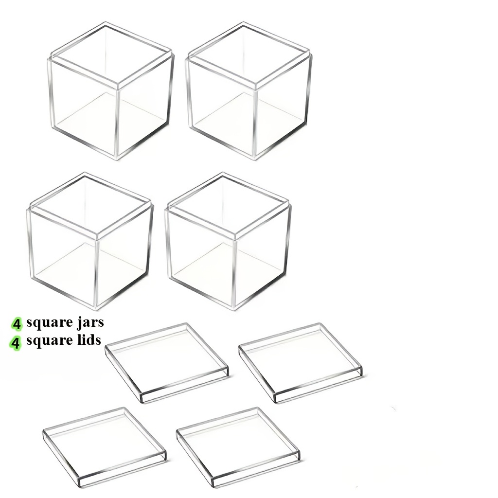 TEMU 8pcs Transparent Acrylic Gift Boxes, 4pcs Square Boxes With 4pcs Lids, Clear Square Containers, Suitable For Birthday Parties, Home And Office