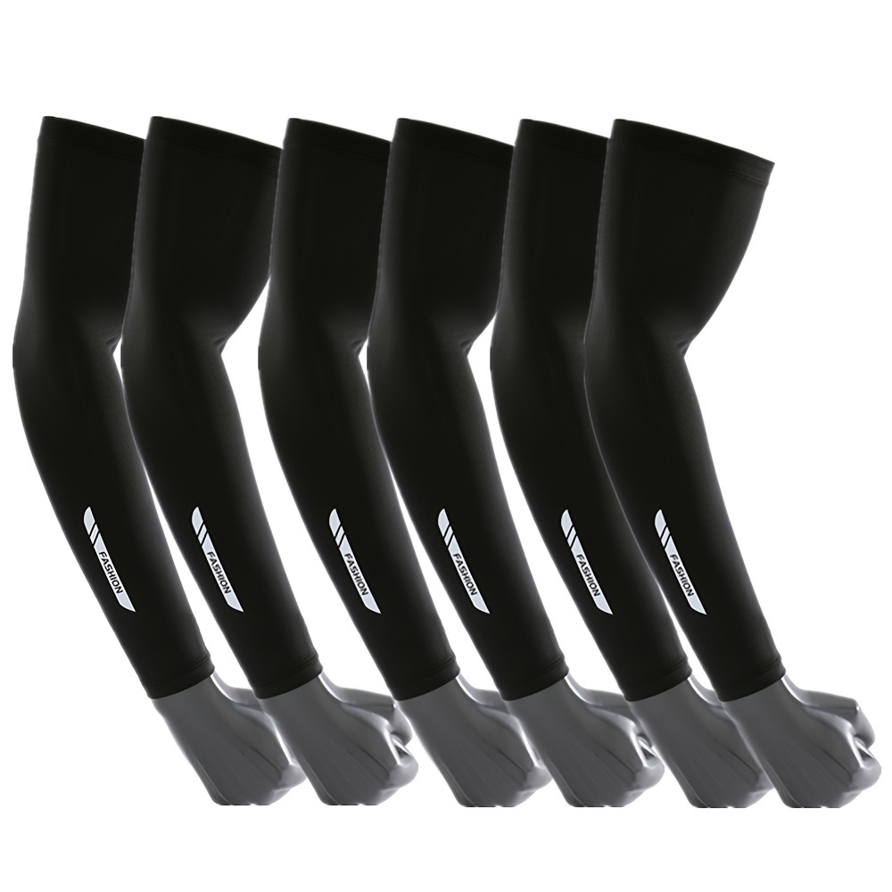 TEMU (3 Pairs) Men's High-elastic Breathable Quick-dry Running Cycling Fishing Arm Sleeves For Outdoor Sports Basketball Arm Guards