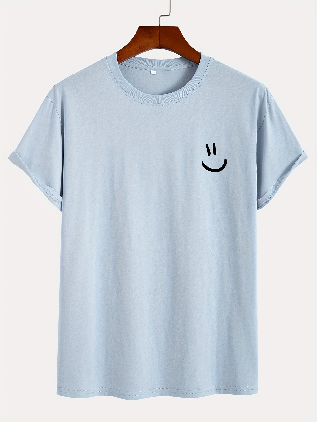 Men's 100% Cotton White T-Shirt with joyful Face Print - Minimalist Round Neck Short Sleeve Casual Casual Attire, Soft Breathable Fabric, Left Chest joyful Face Design, Minimalist White Tee for Men, Versatile for Casual & Formal Outfits, Hand Washable, Regular Fit, Plain White with joyful Face Graphic, Smooth Texture, No Stretch Fabric, Basic Style for Layering, Suitable for Casual Attire, Round Neck T Shirt for Men, T Shirt for Men High Quality, Funny T Shirts,