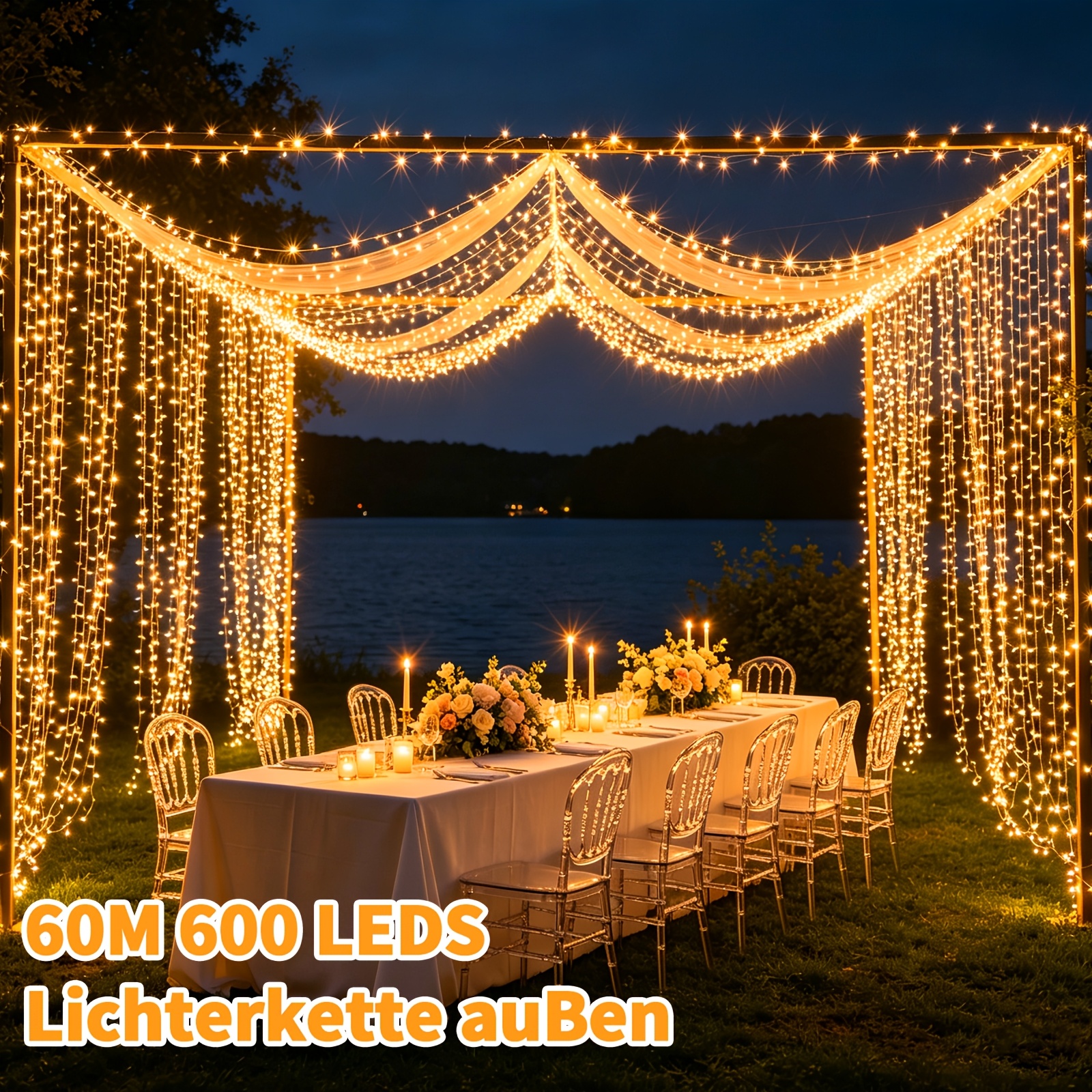 Plug-in Extra-long Fairy Lights (198.85ft/ 600 Leds) With Remote Control 8 & Timer Function. Suitable For Christmas, Rooftop Parties, Weddings, And Other Occasions.