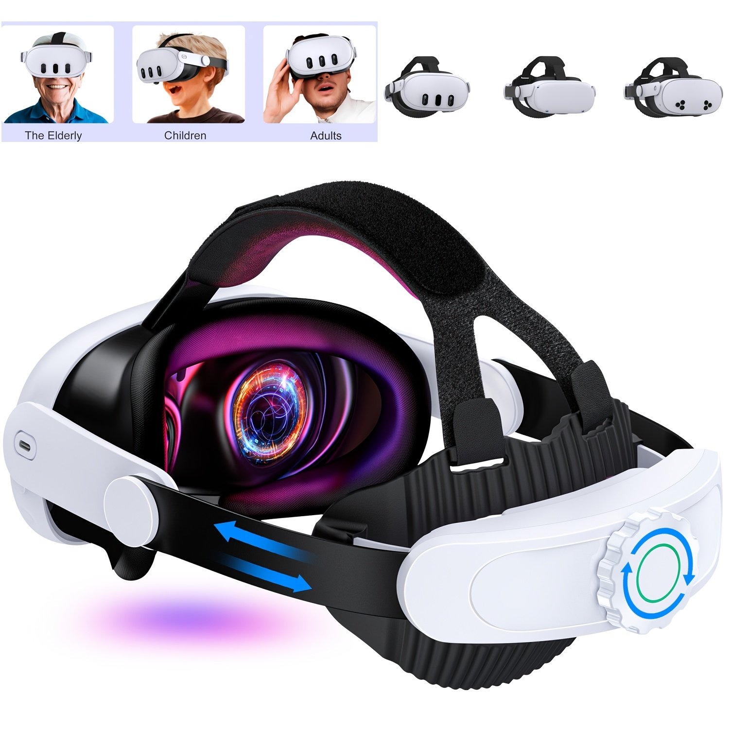 Image of Head Strap For Quest 3s/ For Quest 3/ For Quest 2, Replacement Support , Vr Headset Additions Compatible With Oculus For Quest 3 Headstrap Reduce Facial Stress - Mv1000 - No Battery