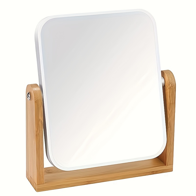 

de maquillage grossissant 1X/3X avec support en bois, polie sur le thème du dessin , de table portable en verre, non parfumé, matériau du cadre : bois, aucune électricité ou pile .