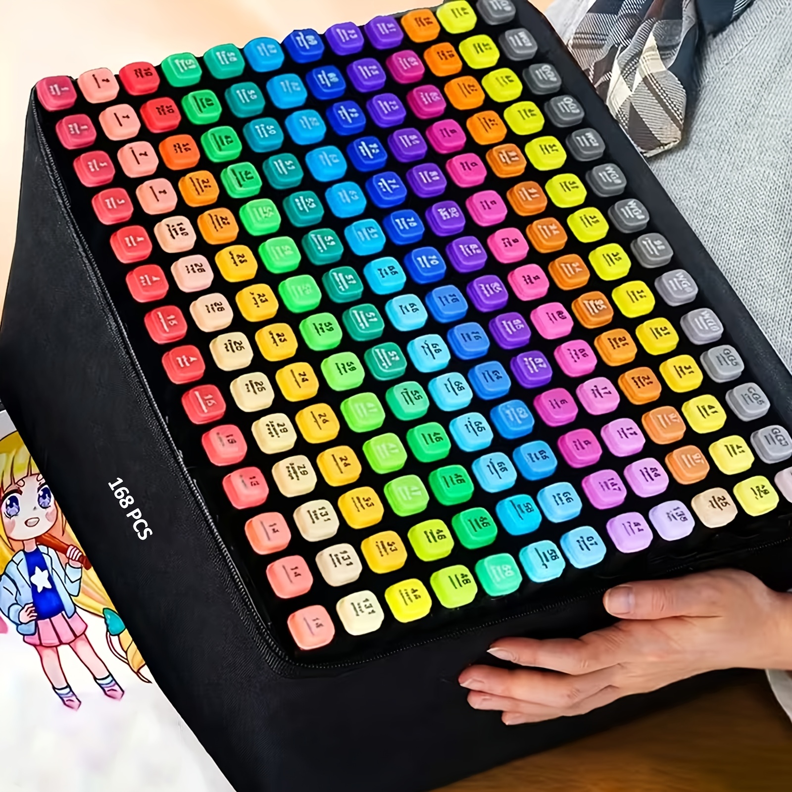 TEMU 168 Colors Alcohol Markers Set, Dual Tips Blender Art Markers, Alcohol Based Markers, Illustration Blending, Art Supplies Kit, Highlighting Card