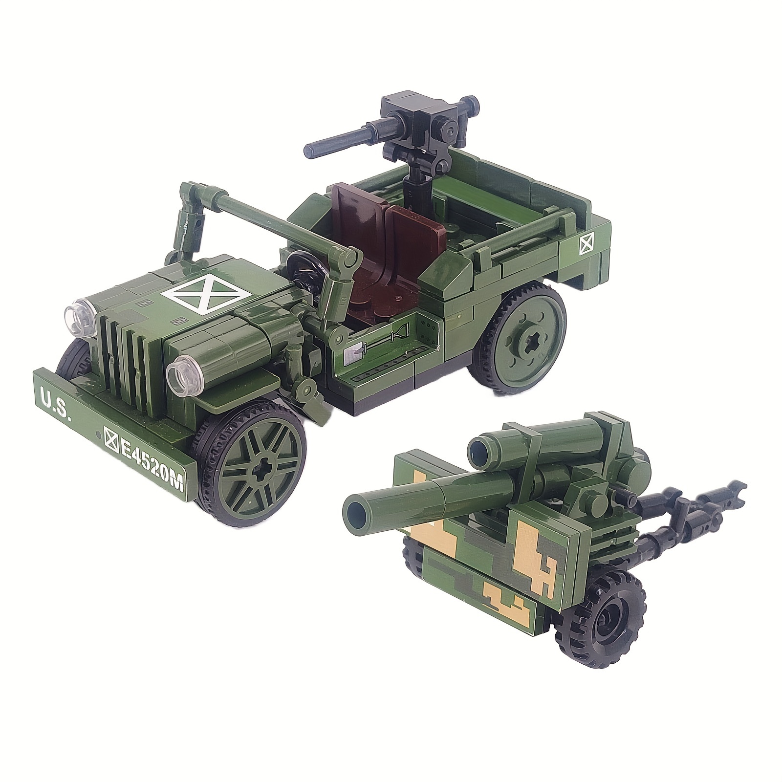 

2 In 1 American Off-road Vehicle With Mortar Shell Building Blocks, 173pcs Diy Retro Model Toy, Birthday Gift