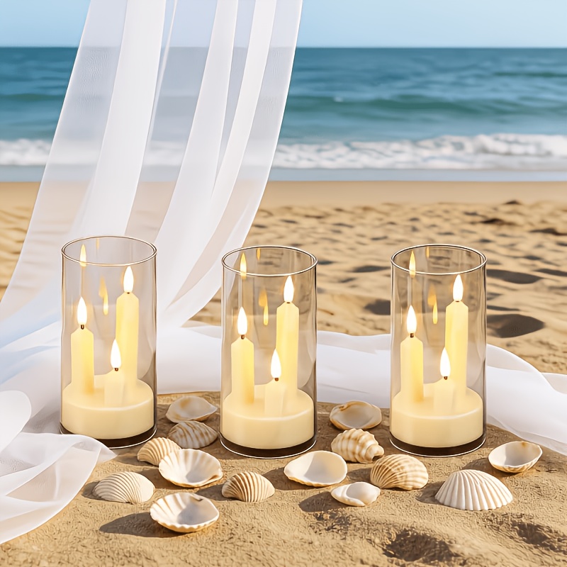 Image of 1/2/3 Pack Flameless Led Candles, 3d Simulated Wick Flameless Decorative Candles, Warm Light Effect, Suitable For Home, Weddings, Anniversaries, Birthdays And Party Decorations, Batteries Not Included