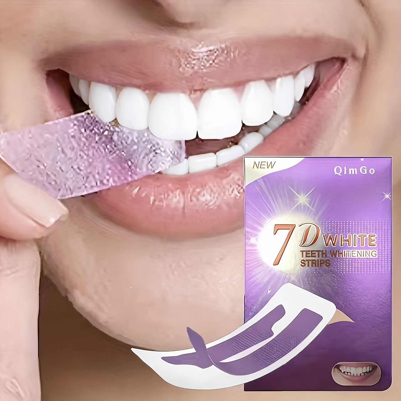 14pcs 7d purple teeth dental strips daily use and travel dental cleaning and brightening patches