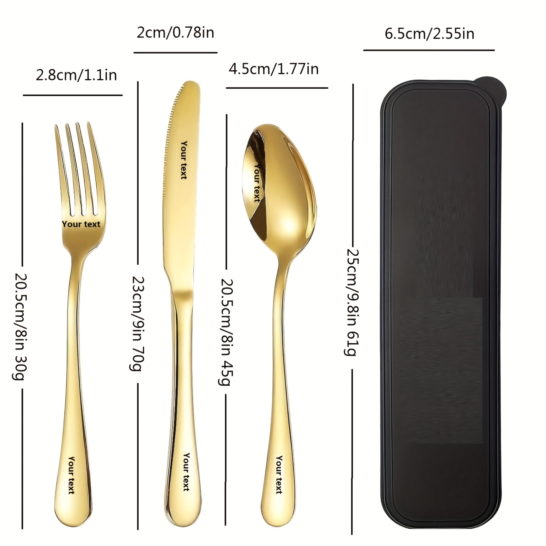 personalized stainless steel tableware set customized engraved names reusable tableware sets for   birthdays black and   silverware set suitable for home offices schools camping Product details 5