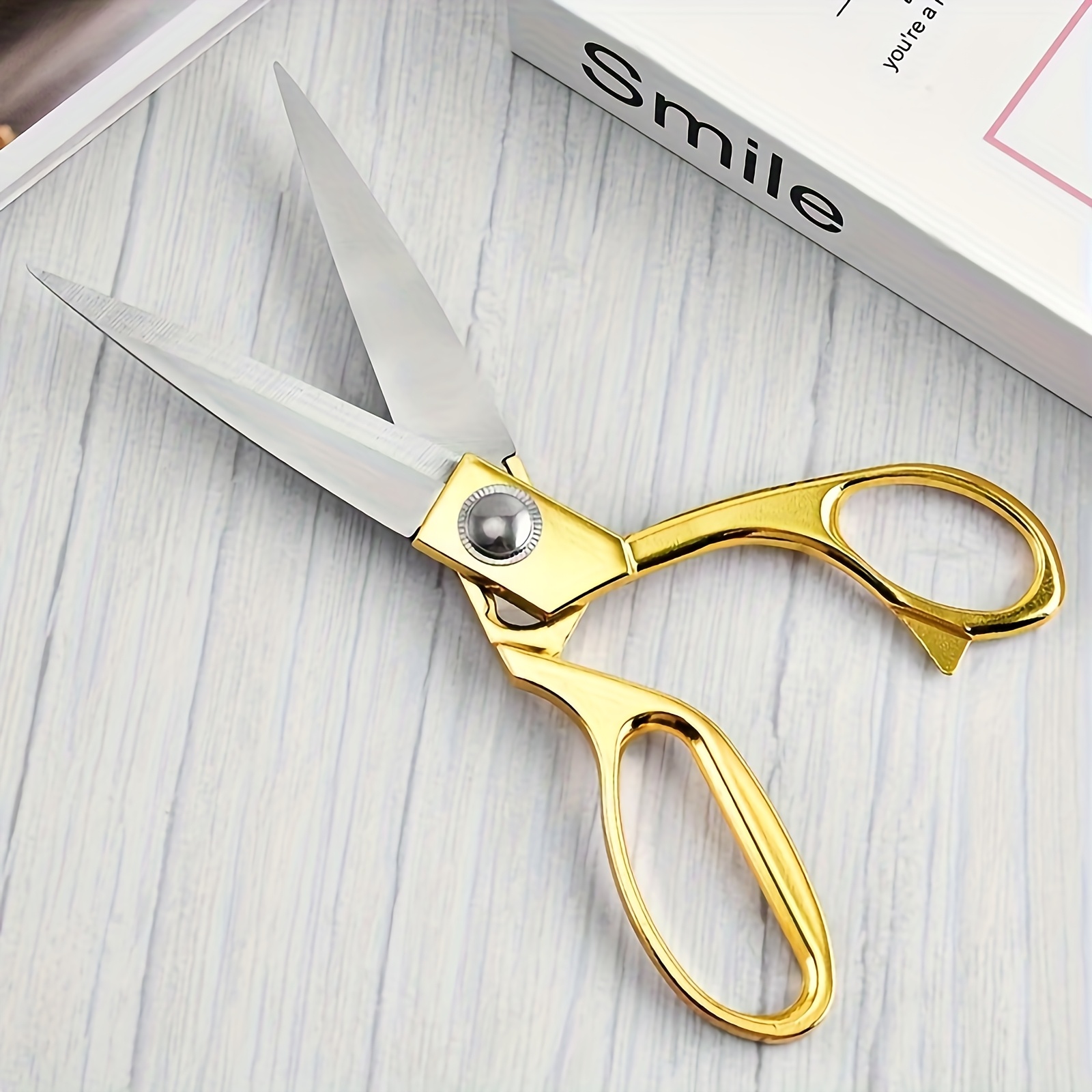 

1pc Golden Stainless Steel Scissors For Paper, Fabric, Leather Cutting - Ideal Tailoring & Office Crafting Tool With Sharp Cutting & Ergonomic Handle