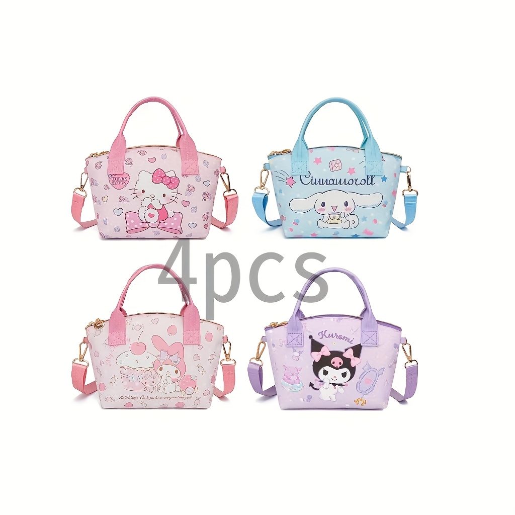 TEMU Of 4 Cute Handbags, Including Kuromi, My Melody, Cinnamoroll, And Hello Kitty Styles., For Teenager, For Teenager