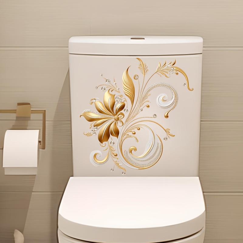 

1pc Paisley Toilet Decal, Self-adhesive Bathroom Sticker, Plastic Surface Compatible, Square Semi- , With Single Use For Home Decor