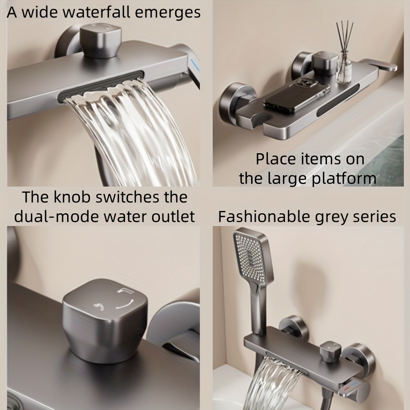 Nowoczesna łazienkowa głowica prysznicowa z montażem na ścianie z designem deszczu - Trwała, z jednym uchwytem, sterowana zimną i gorącą wodą, wygodny prysznic ręczny do relaksujących kąpieli, relaksująca doświadczenie prysznica | Nowoczesna głowica prysznicowa z montażem na ścianie | Trwała głowica prysznicowa