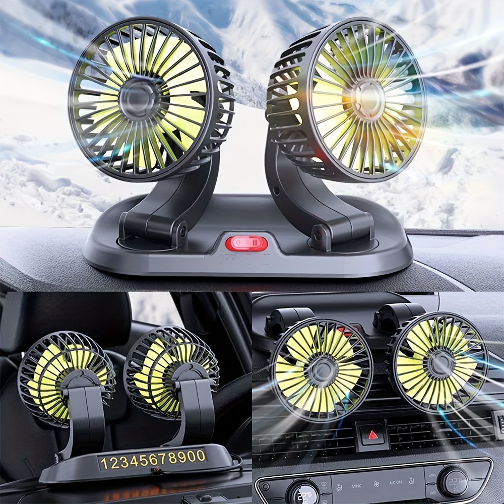 1pc car dual head usb fan compact and lightweight foldable car ventilation system car decoration suitable for outdoor activities office study and power details 3