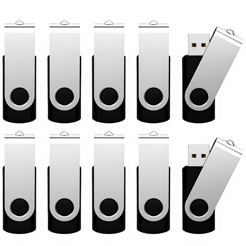 

10pcs Black Usb 2.0 Flash Drives - Swivel Memory Sticks, 128mb Capacity, Ideal For Desktop & Laptop Storage