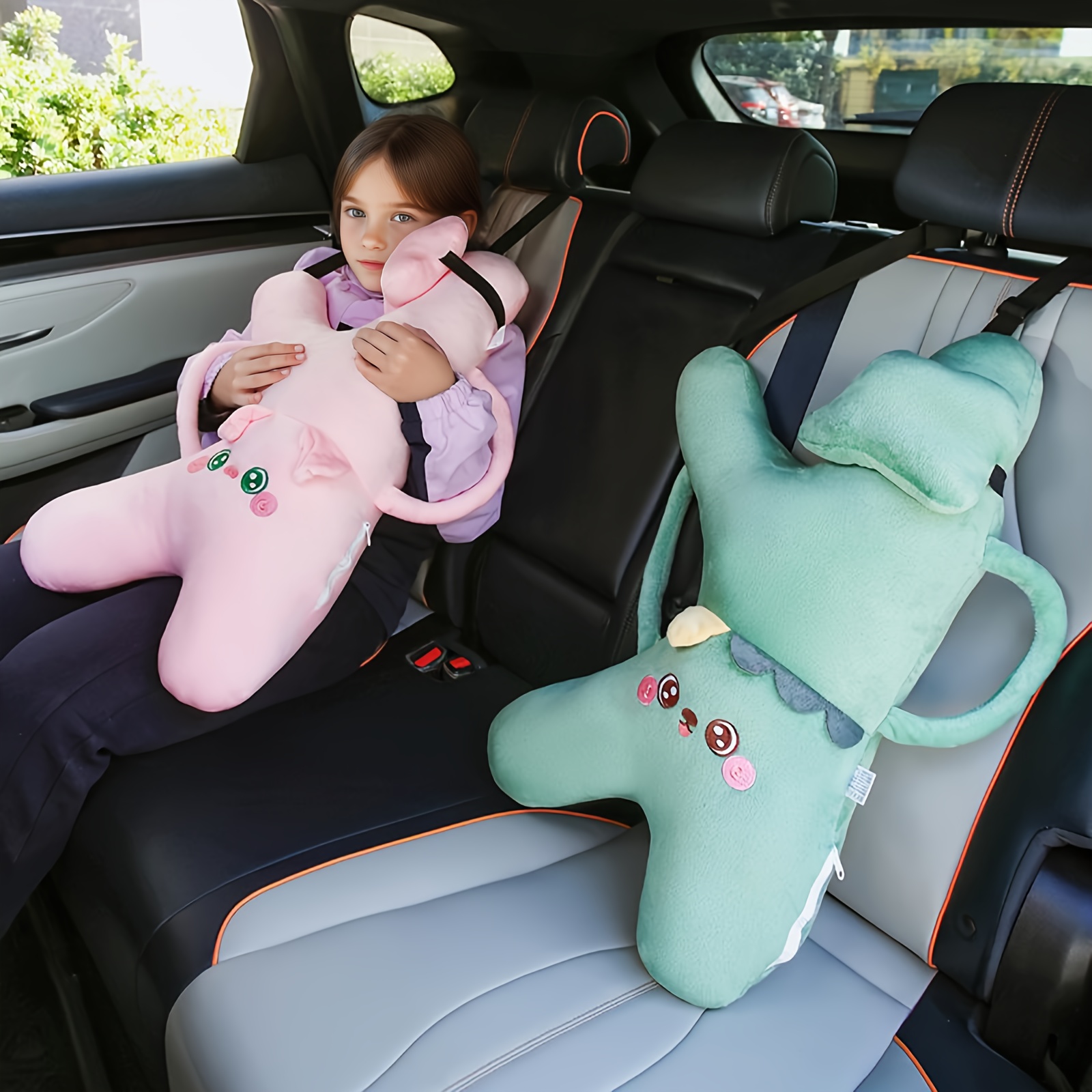Comfortable pillow cushion supports the head for sleeping use suitable for car rear pillows and creative dinosaur cat design