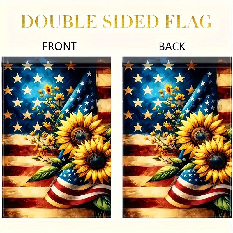 

Sunflower Patriotic Garden Flag - 12x18 Inch Double Sided Polyester Outdoor Decor Flag, Waterproof, Multipurpose Fabric, Home & Yard Decor Without Pole