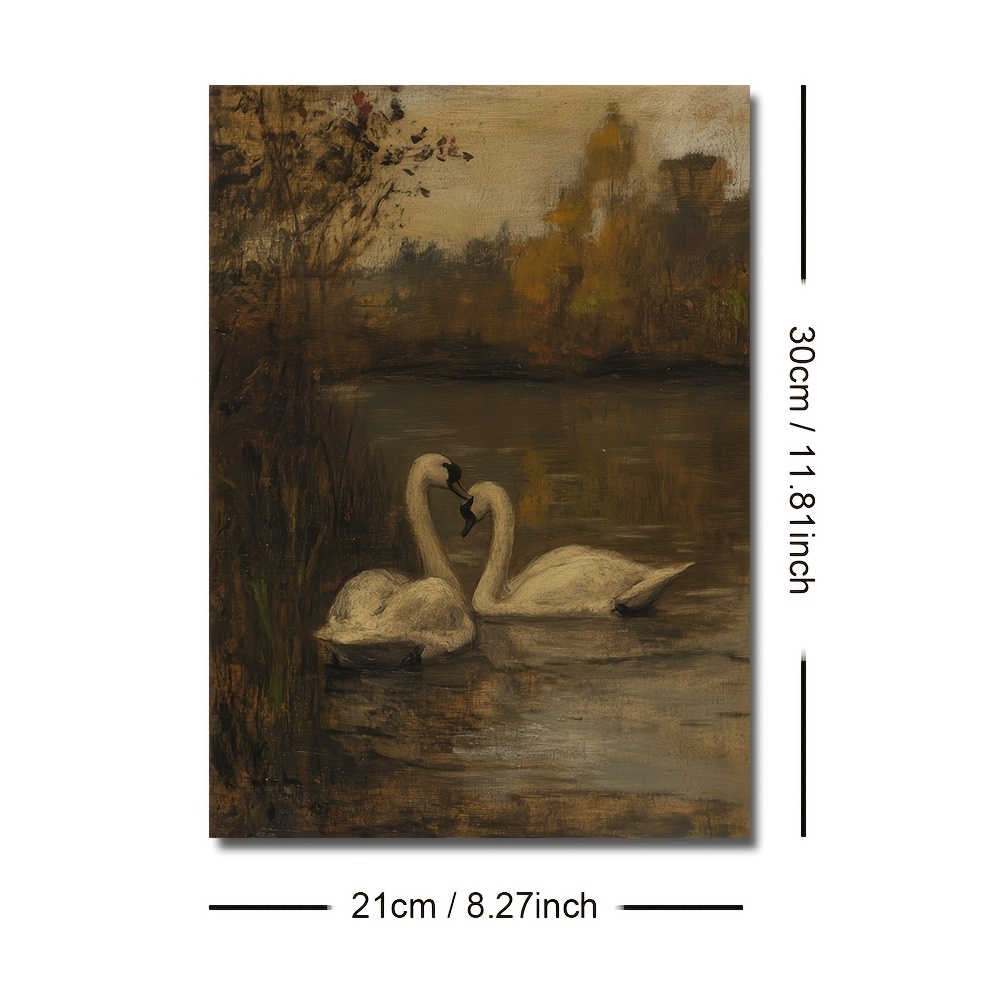 TEMU 2d Flat, 2d Flat, 2d Flat 1pc Unframed Vintage Couples Swan Rustic Canvas Poster Valentine Wall Art Print Minimalist Dark Farmhouse Decor Retro