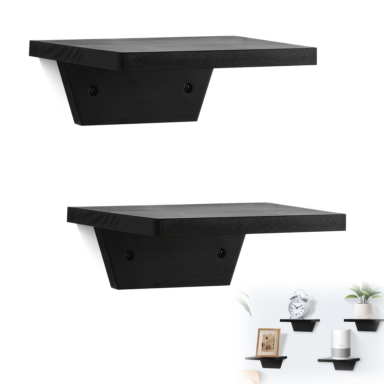 TEMU 2pcs Modern Wall-mounted Trapezoidal Plastic Shelves - Plastic Shelves Suitable For Living Room, Bedroom, Kitchen, Bookshelf, Audio And Plant