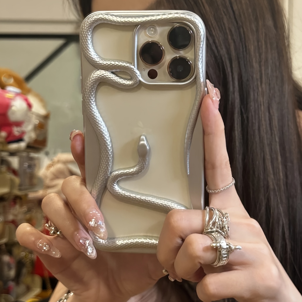 

Stylish Creative 3d Snake Plating Phone Case For 15 14 Pro Max 13 12 11 Shockproof Hard Soft Back Cover