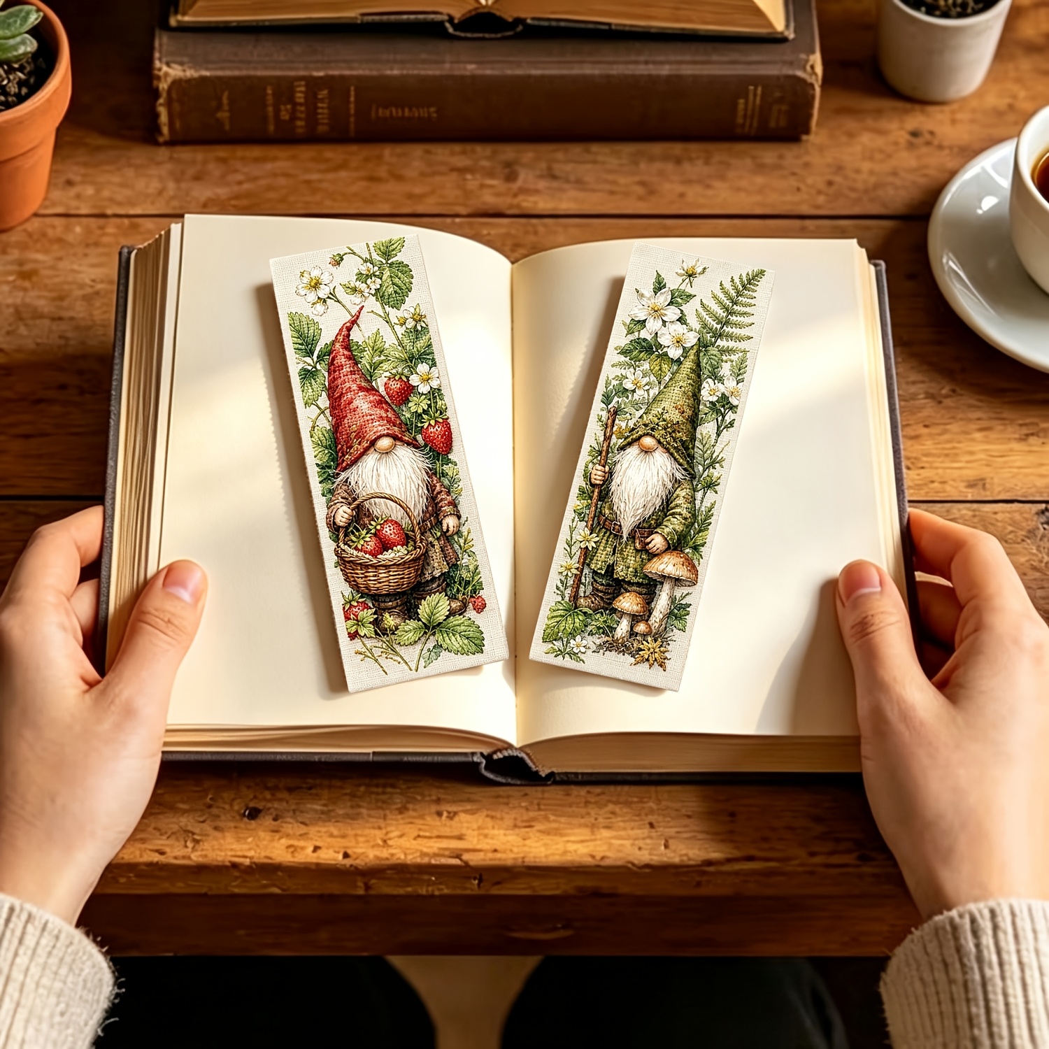 11-Carat Printed Cross-Stitch Bookmark Set, Forest Fruit Gnome Theme