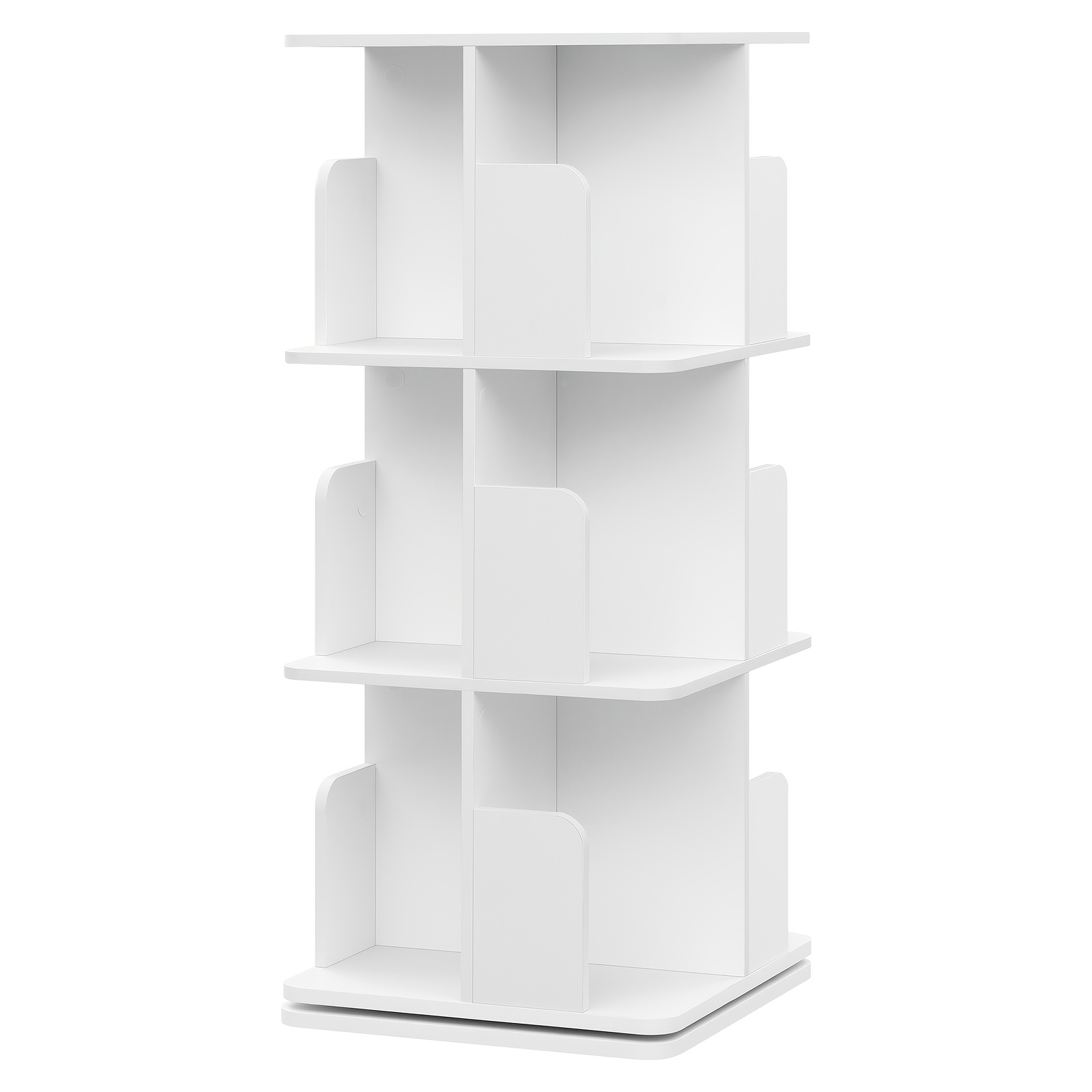 -degree Rotating Bookshelf Designed For The Floor, Featuring And Sections, Ideal For A Study Or Office, Measuring 40 X 94.5 X 40 Cm, In Oak End With White Accents